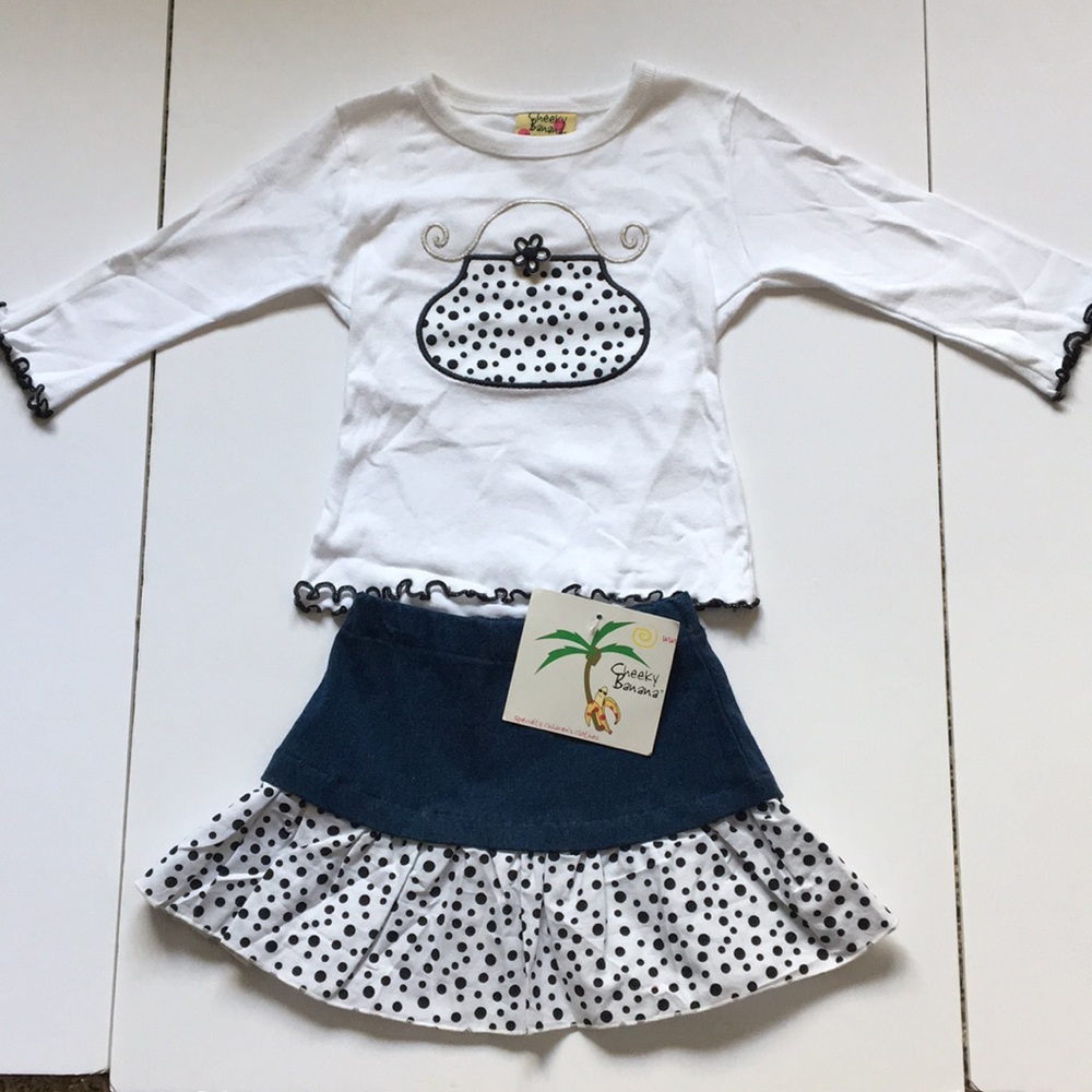Purse Appliqué Tee & Denim Ruffle Skirt